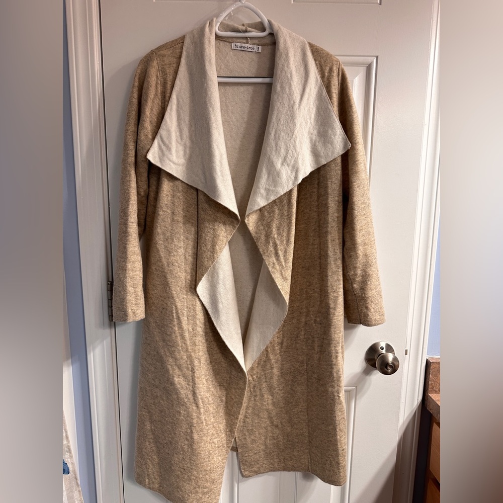 Long Beige Duster Cardigan